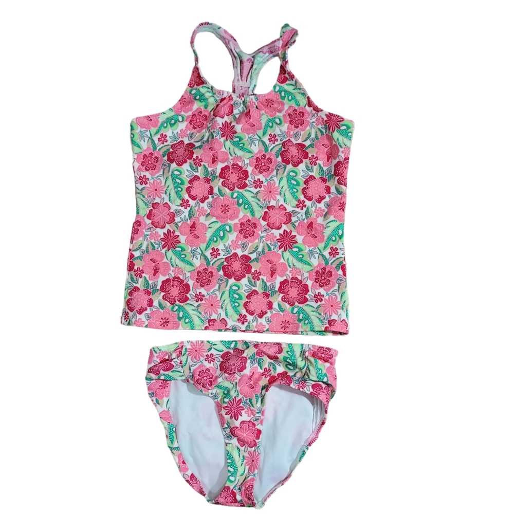 Lands End Kids floral tankini 12